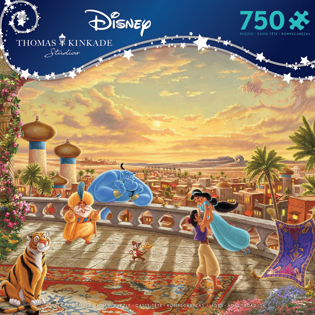 Thomas Kinkade Disney Dreams <br>750 Piece Puzzle <br> Aladdin & Jasmine Dancing in the Desert Sunset