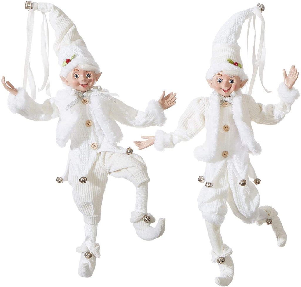 RAZ Imports Elves <br> Cozy Christmas <br> 16" Cream Posable Elf <br>(2 Assorted)