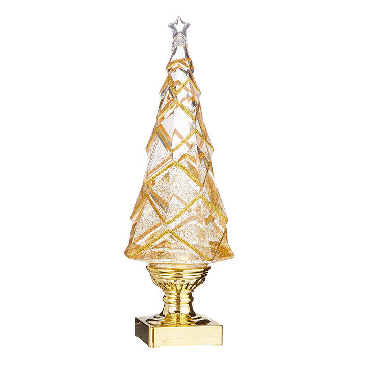 RAZ Imports <br> Water Lanterns <br> 35.5cm Lit Geometric Tree with Gold Glitter