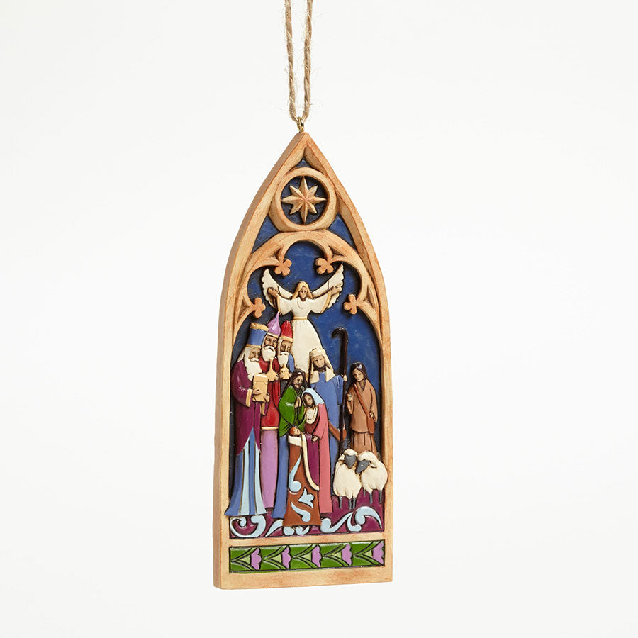 Jim Shore <br> Heartwood Creek <br>Hanging Ornament <br> Cathedral Window Nativity