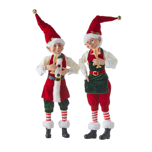 RAZ Imports Elves <br> No Place Like Home <br> 16" Posable Elves with Champagne <br>(2 Assorted)