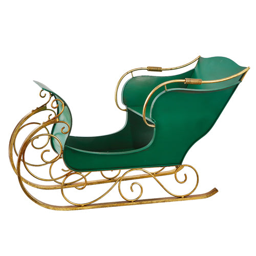 AVAILABLE TO PRE-ORDER <br> RAZ Imports <br> Christmas Eve <br> Green Metal Sleigh