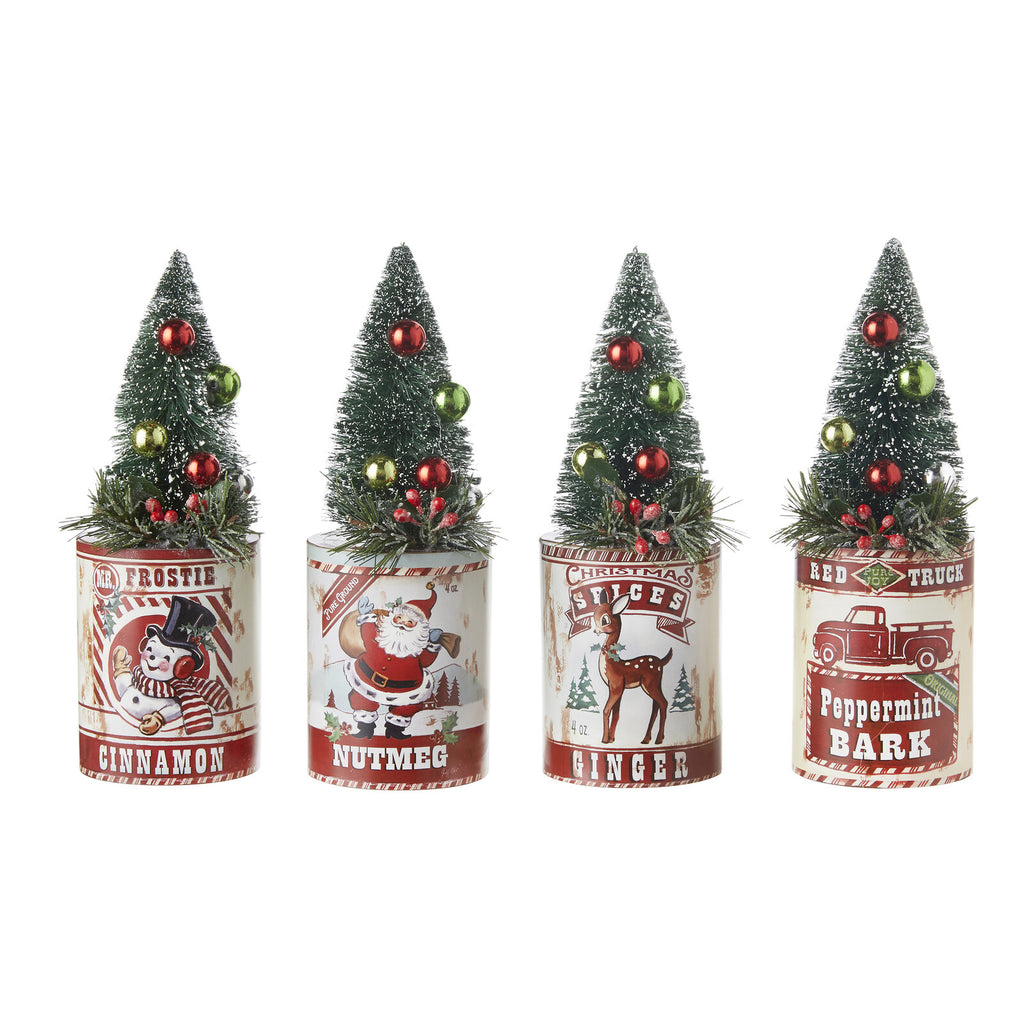 RAZ Imports <br> 8.5" Holiday Spice Containers With Tree <br> 4 Assorted