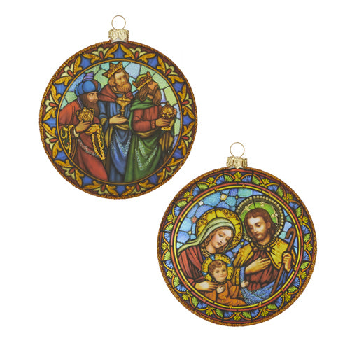 RAZ Imports <br> Hanging Ornament <br>10cm Holy Family & 3 Kings Disc <br> (2 Assorted)