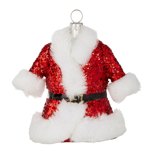 RAZ Imports <br> Hanging Ornament <br> Glittered Santa Coat Ornament
