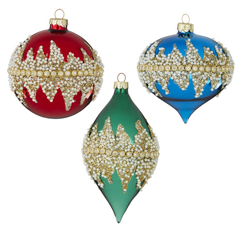 RAZ Imports <br> Hanging Ornament <br>14cm Jewel Tone Beaded Ornament (3AT)