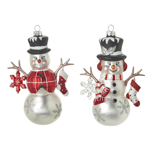 RAZ Imports <br> Hanging Ornament <br> Snowman (14cm) <br> (2 Assorted)