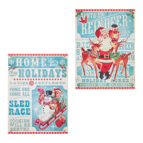 RAZ Imports <br> 18" Vintage Christmas Poster Tapestry <br> 2 Assorted