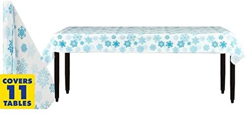 SALE - 30% OFF <br> White Snowflake Plastic Table Cover Roll - 30m