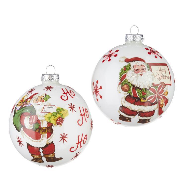 RAZ Imports <br> Hanging Ornament <br>10cm/4" Santa Ball (2 Assorted)