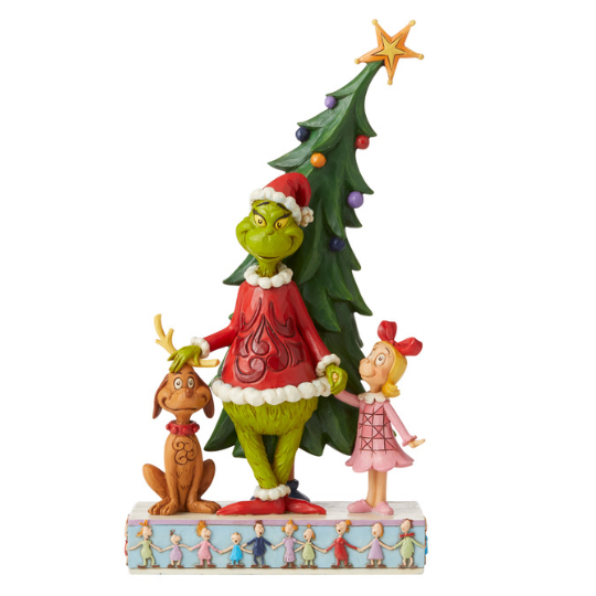 Grinch by Jim Shore <br> 11.2" Grinch, Max and Cindy by Tree