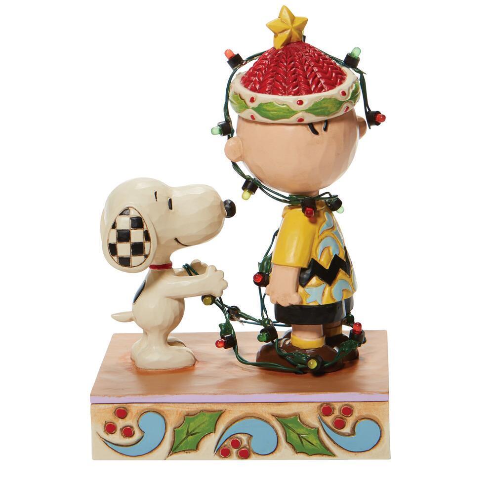 Peanuts by Jim Shore <br> Charlie Brown and Snoopy Tangled in Lights