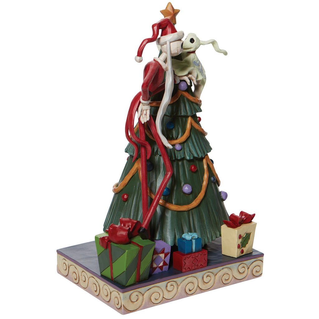 DISNEY TRADITIONS <BR> Santa Jack with Zero by Tree <br> "Decking the Halls"