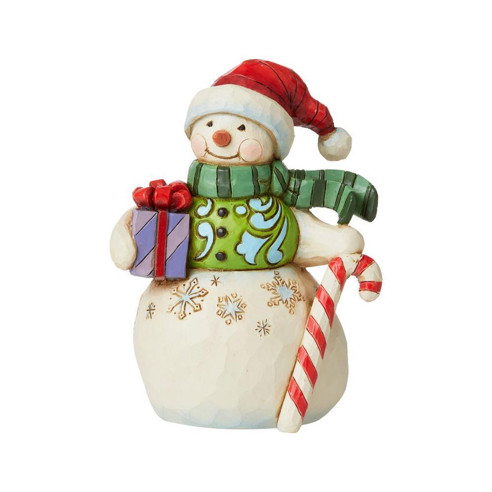 Heartwood Creek <br>Mini Snowman With Gift and Candy Cane