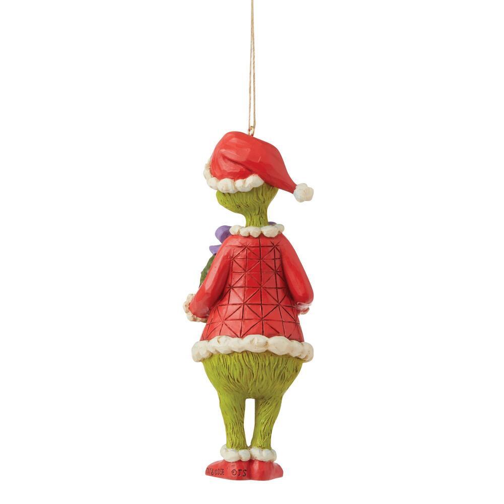 Grinch by Jim Shore <br> Hanging Ornament <br> Grinch Holding Wreath (13cm)