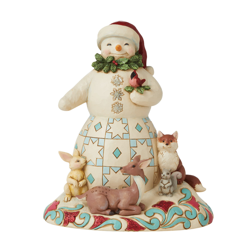 Heartwood Creek <br> Winter Wonderland <br> Snowman with Animals <br> "Joy For All, Great and Small"