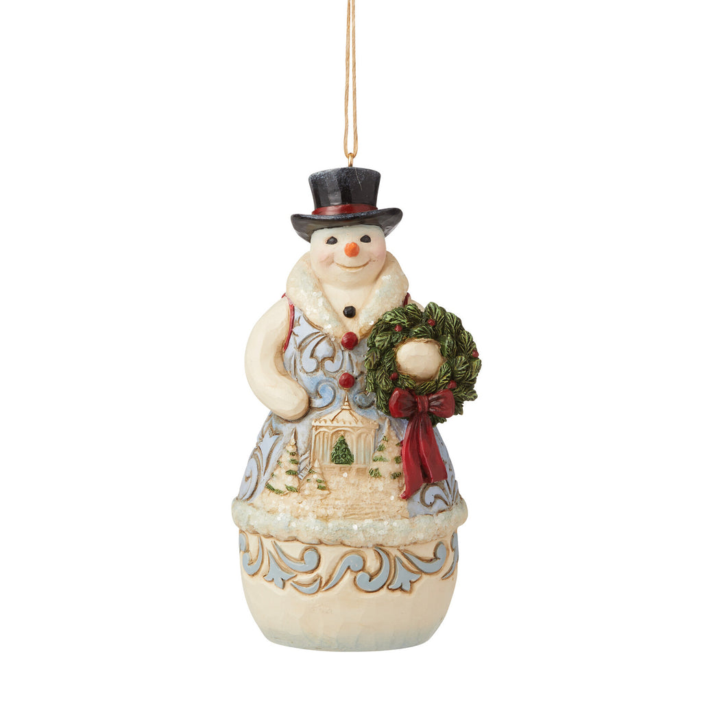 Heartwood Creek  <br> Hanging Ornament <br> Victorian Snowman with Wreath