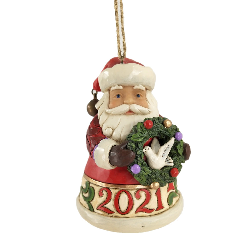 Heartwood Creek  <br>Santa with Wreath Dated 2021 <br> Hanging Ornament