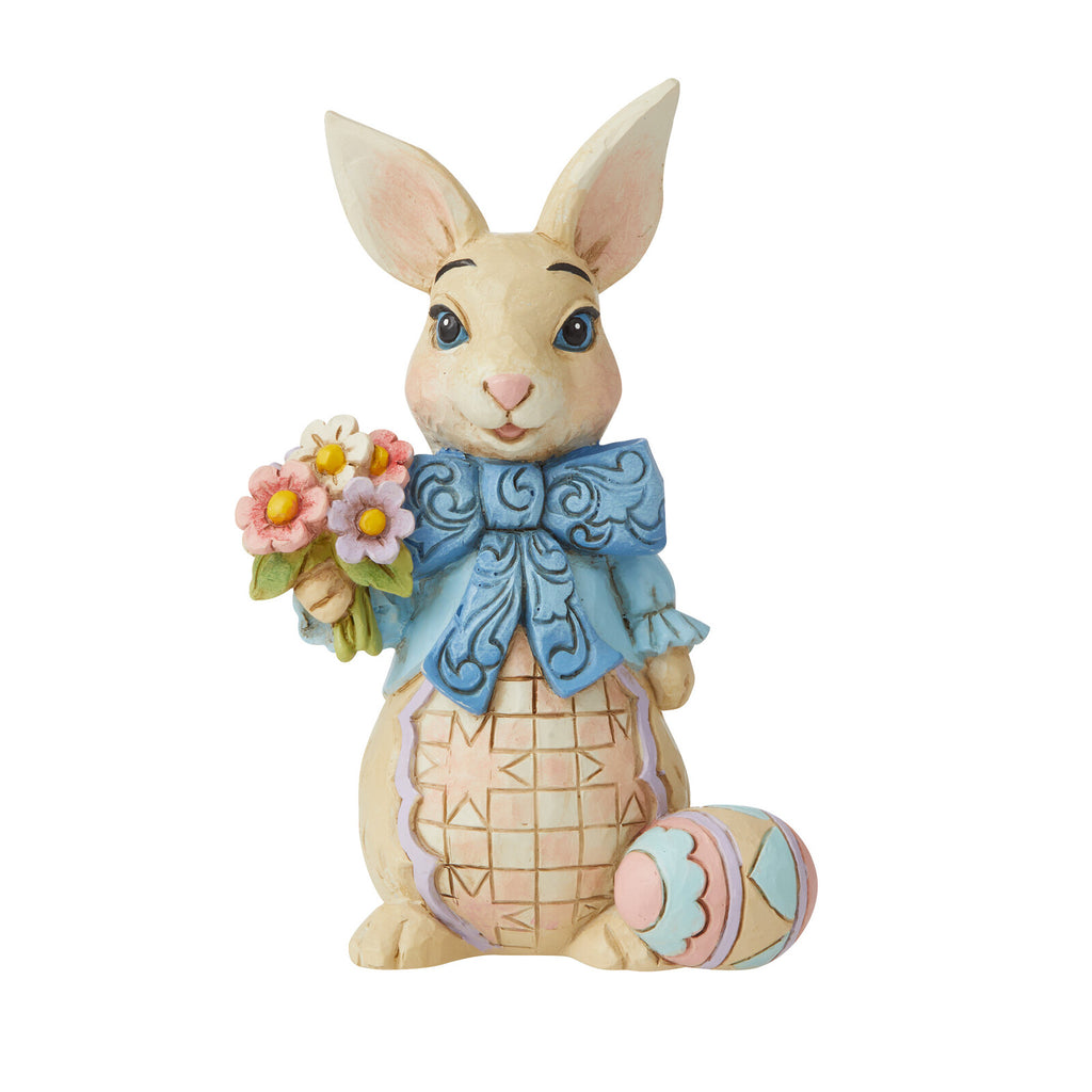 Heartwood Creek <br> Mini Easter Bunny With Flowers and Big Bow