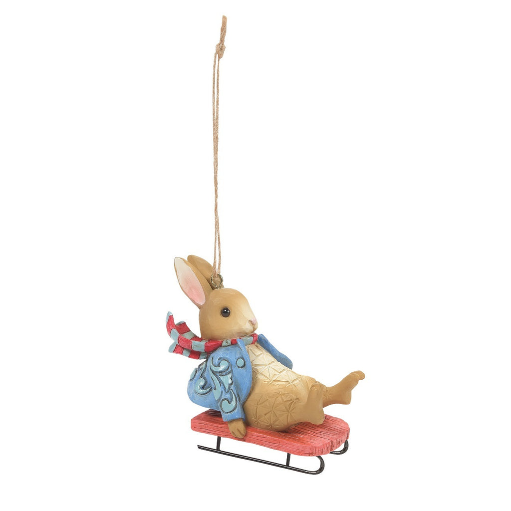 Beatrix Potter by Jim Shore <br> Peter Rabbit Sledging <br> Hanging Ornament