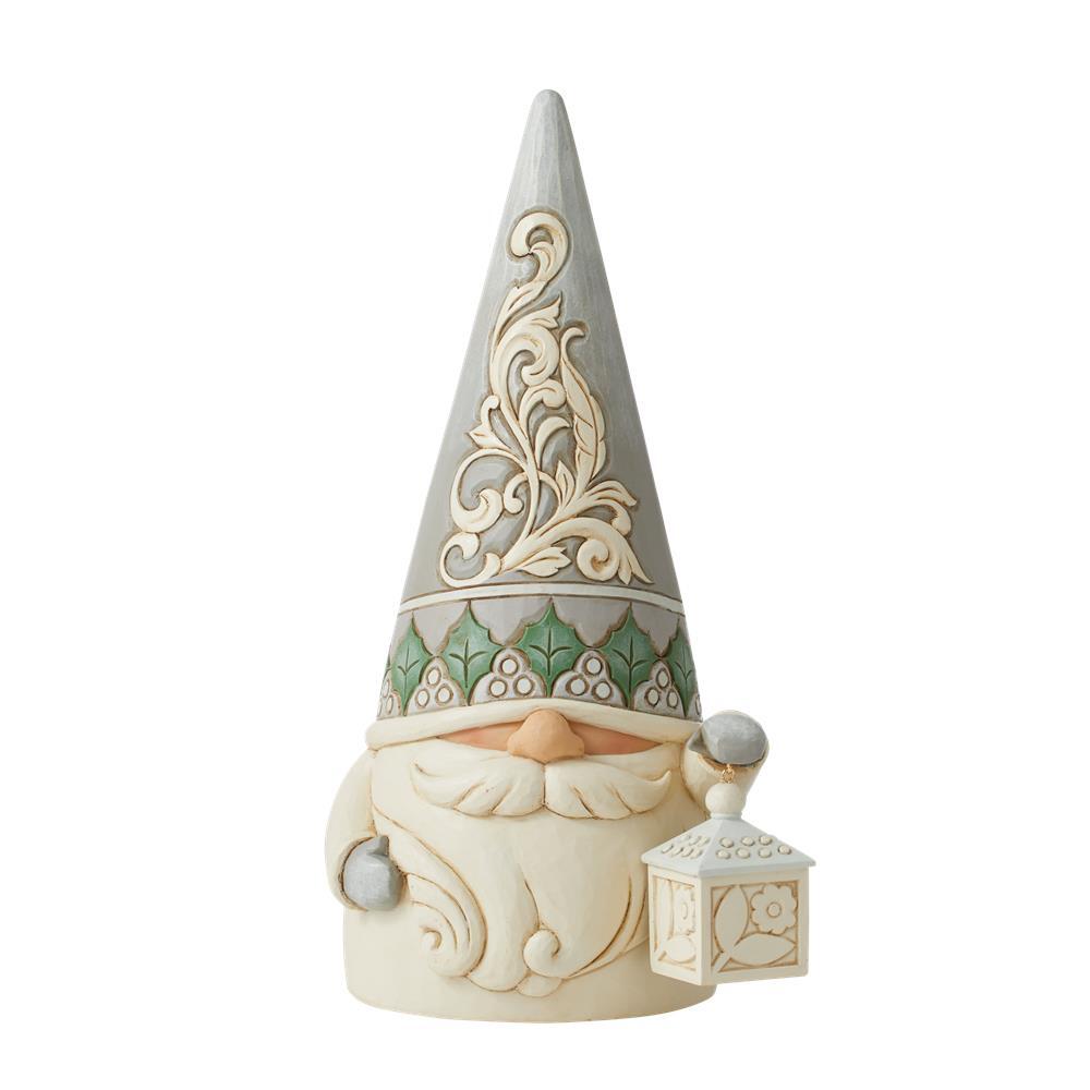 Heartwood Creek<br> White Woodland Gnome with Lantern (31cm) <br> "Bearing Light"
