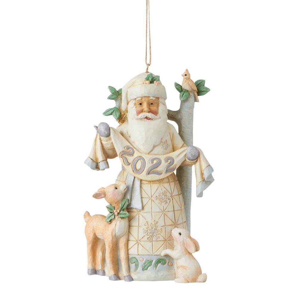 Heartwood Creek <br> White Woodland Santa Dated 2022<br> Hanging Ornament