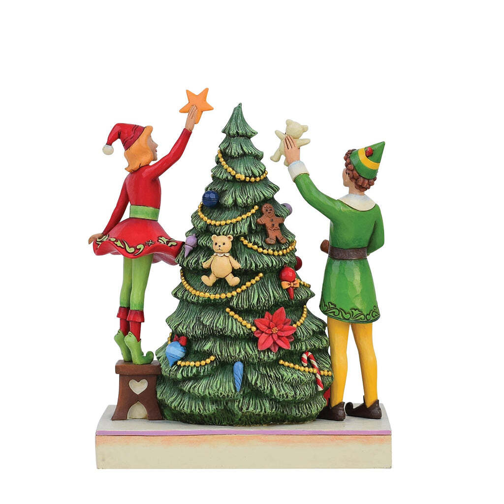 Elf by Jim Shore <br>Buddy & Jovie Decorating Tree (22cm)<br> "Treat Every Day Like Christmas"