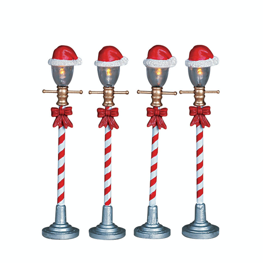 Lemax Lighted Accessories <br> Santa Hat Street Lamp, Set of 4