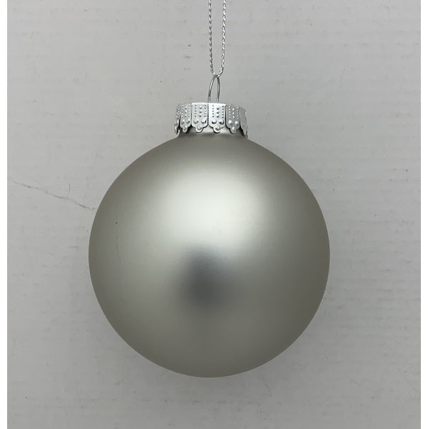 Hanging Ornaments <br> Silver Glass Bauble 80mm