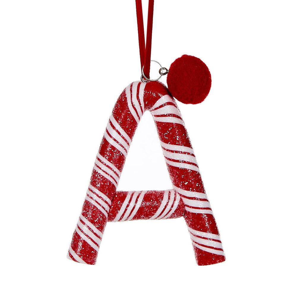 Candy Cane Letter Hanging Ornament - A