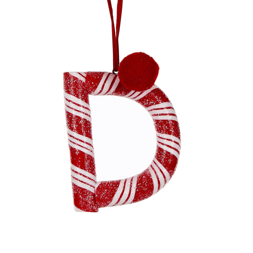 Candy Cane Letter Hanging Ornament - D