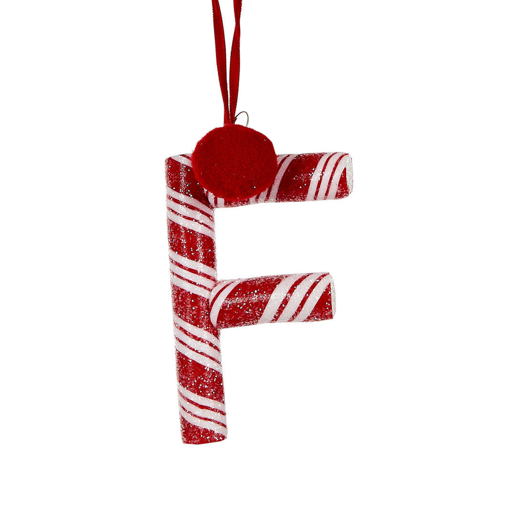 Candy Cane Letter Hanging Ornament - F