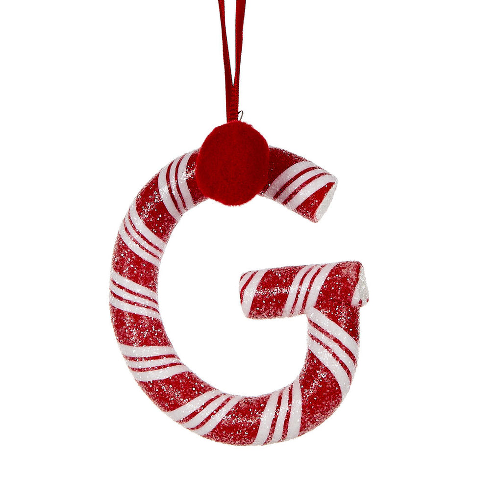Candy Cane Letter Hanging Ornament - G