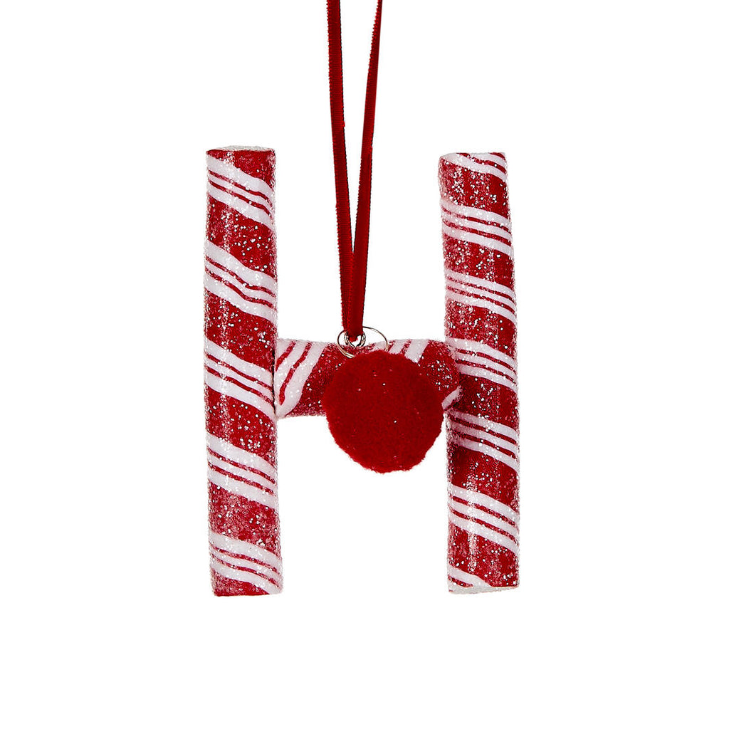 Candy Cane Letter Hanging Ornament - H