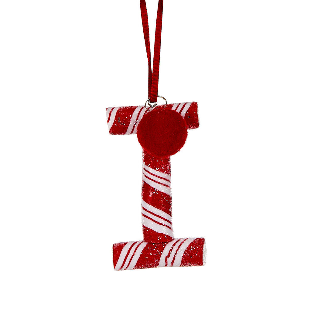 Candy Cane Letter Hanging Ornament - I