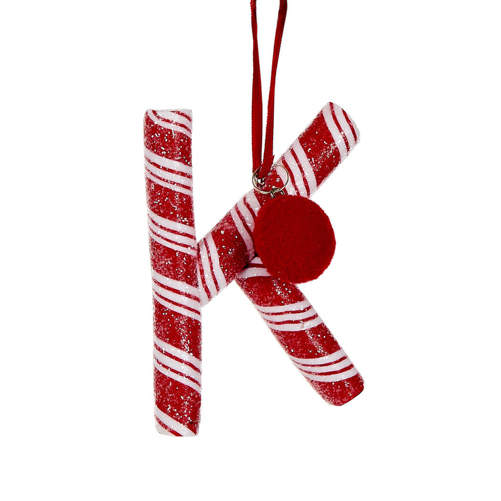 Candy Cane Letter Hanging Ornament - K