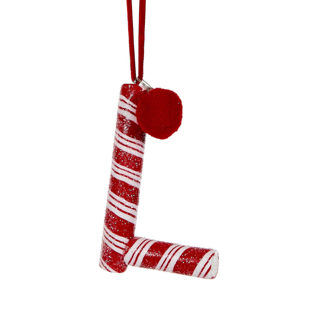 Candy Cane Letter Hanging Ornament - L