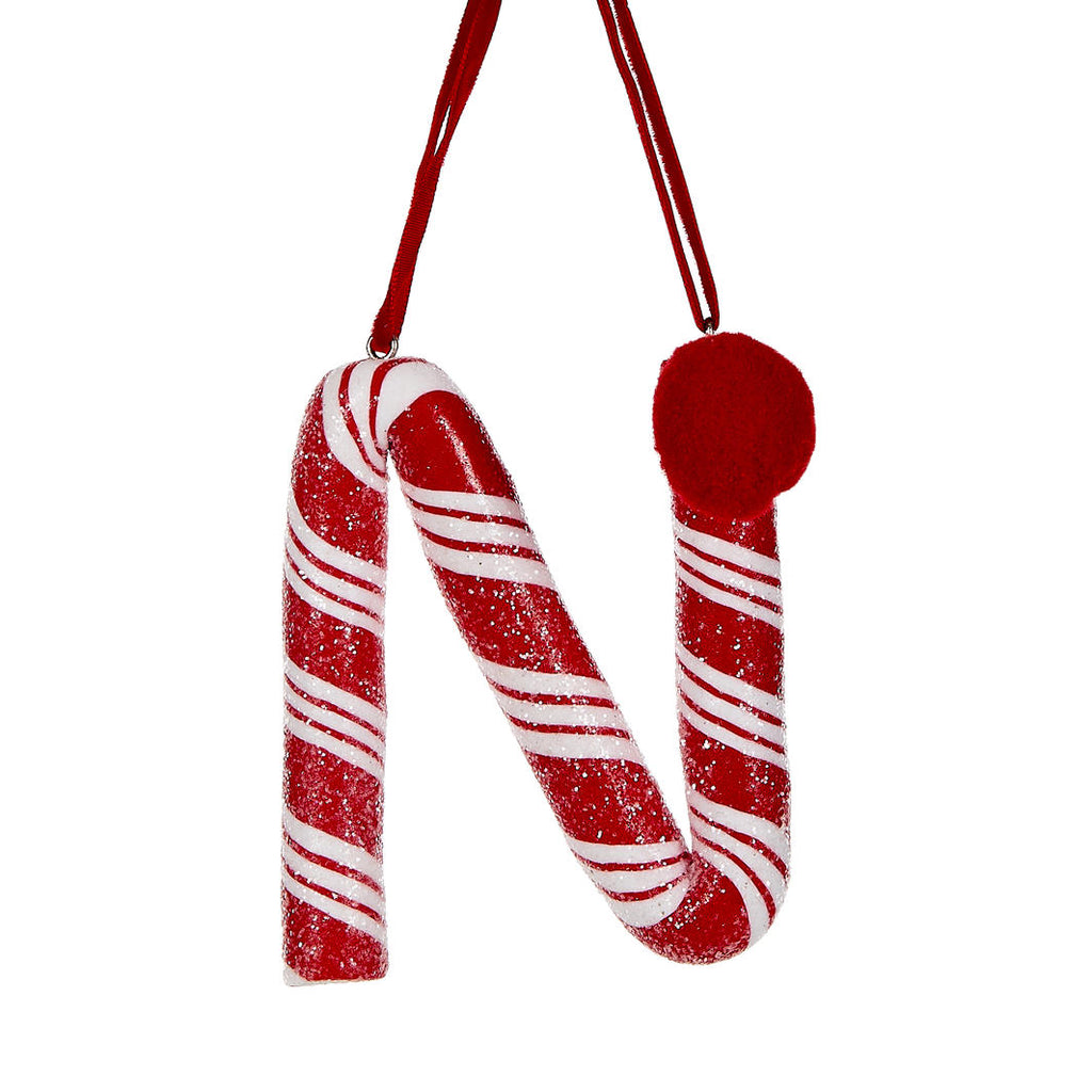 Candy Cane Letter Hanging Ornament - N