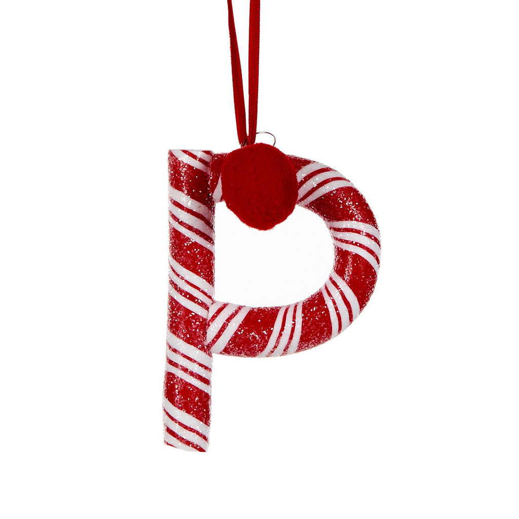 Candy Cane Letter Hanging Ornament - P