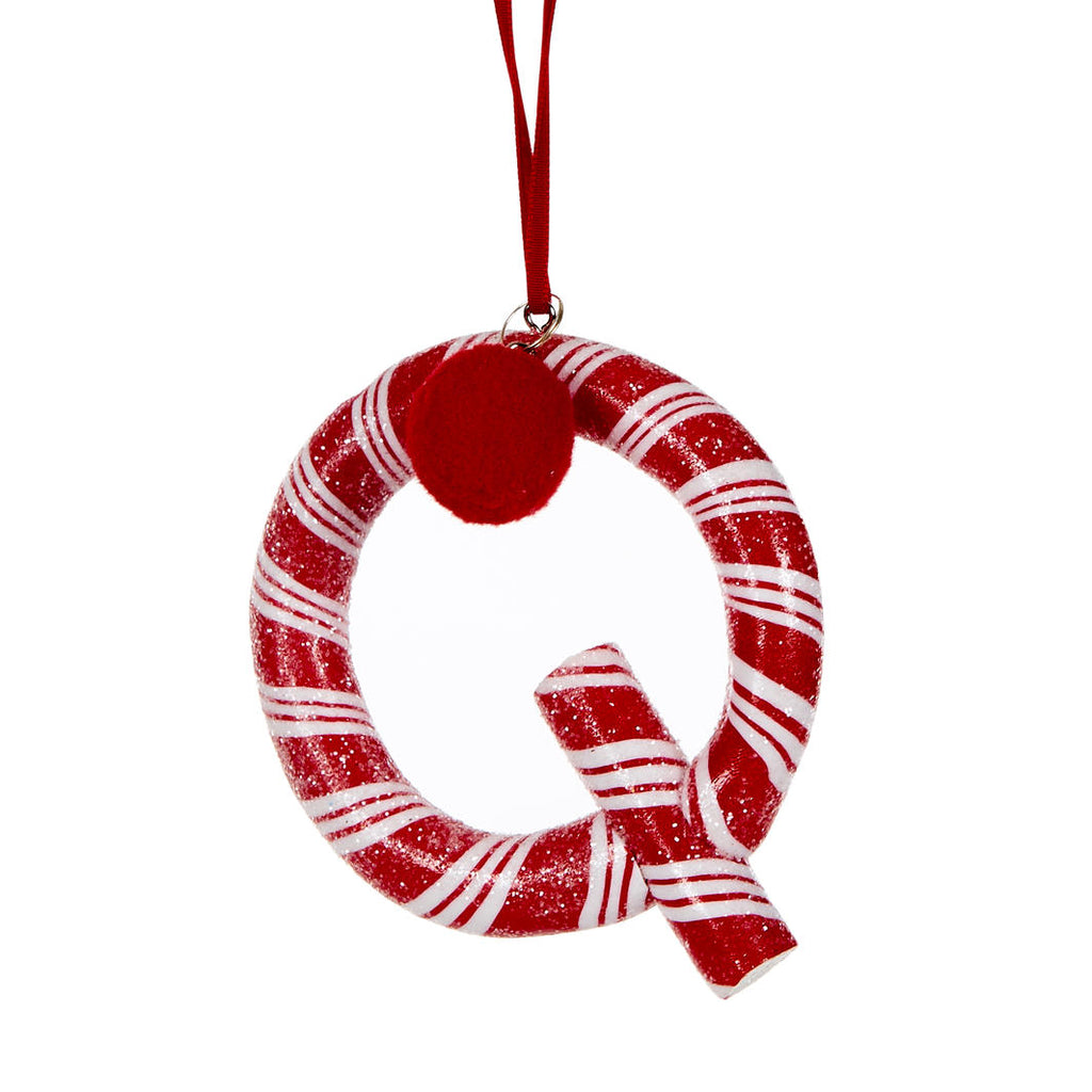 Candy Cane Letter Hanging Ornament - Q