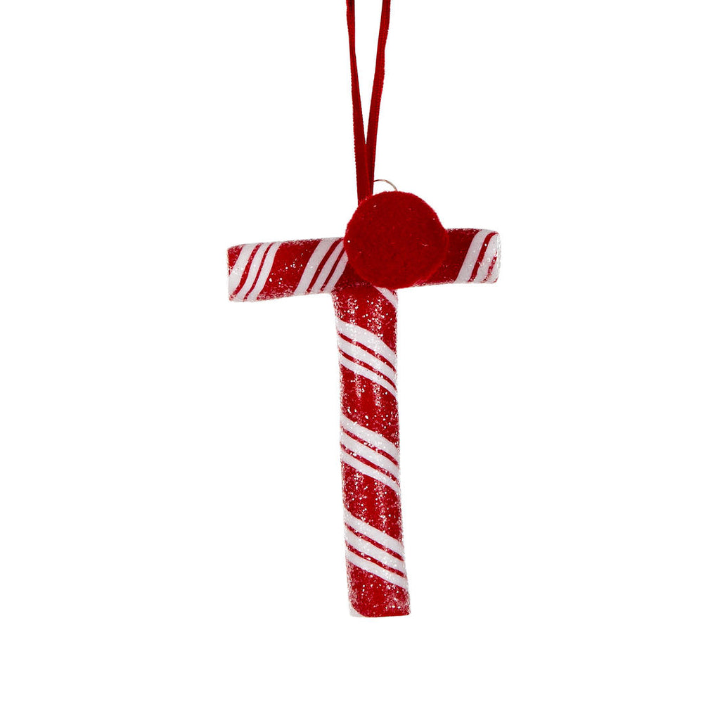 Candy Cane Letter Hanging Ornament - T