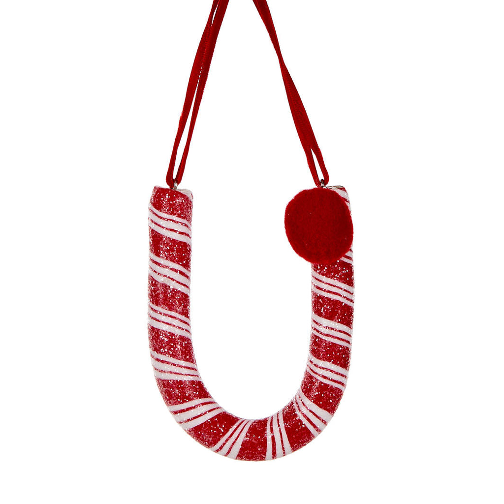 Candy Cane Letter Hanging Ornament - U