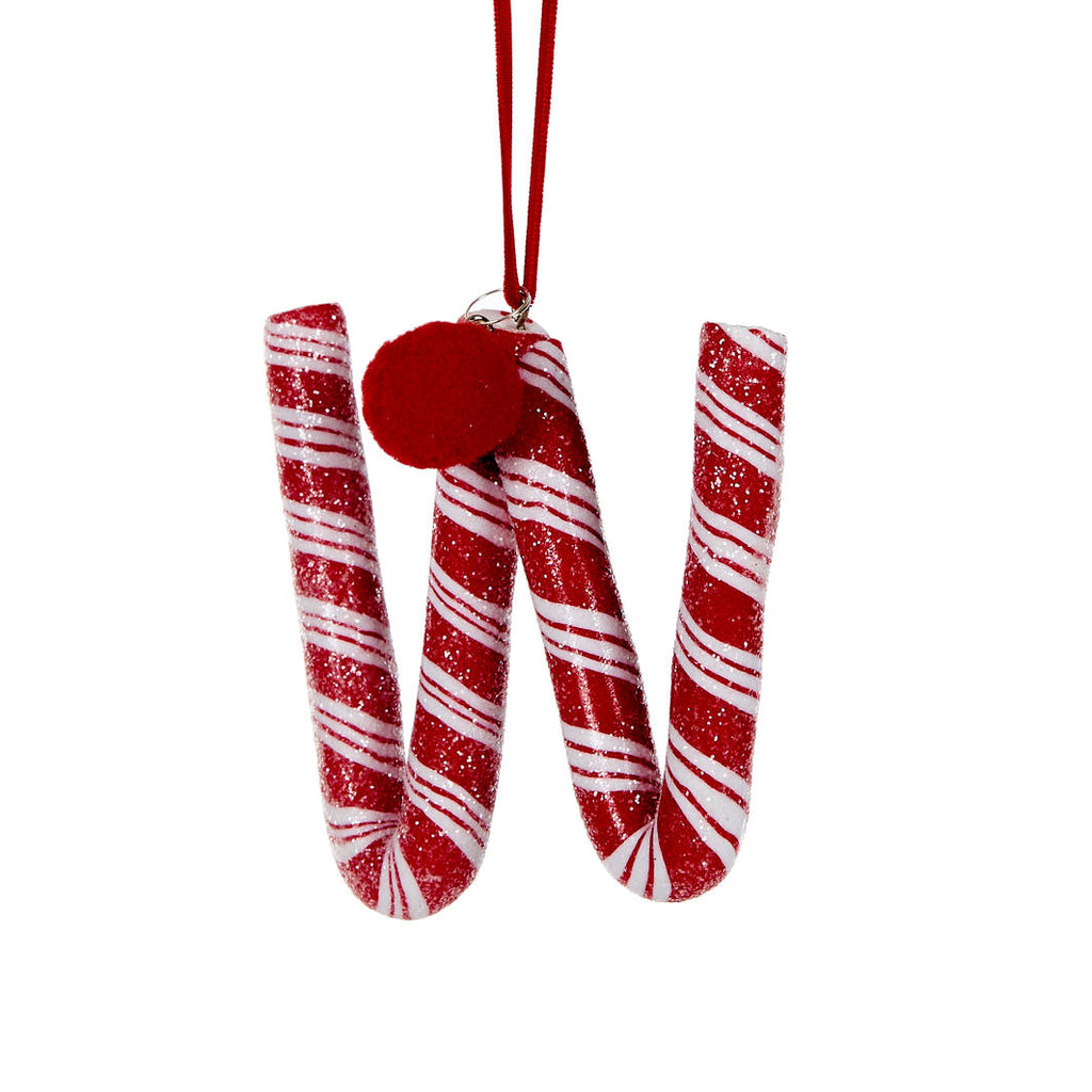 Candy Cane Letter Hanging Ornament - W