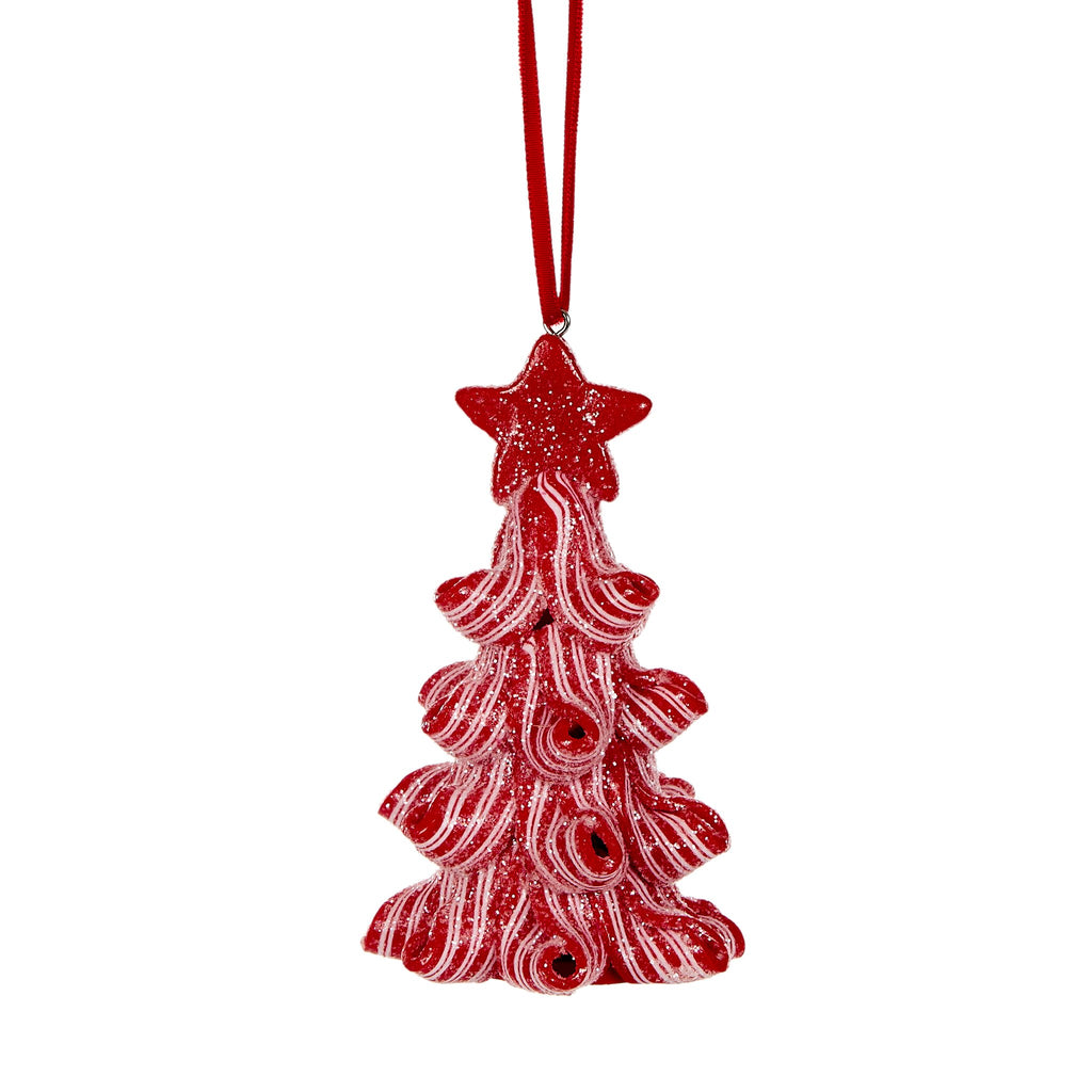 Hanging Ornament <br> Red and White Strap Tree