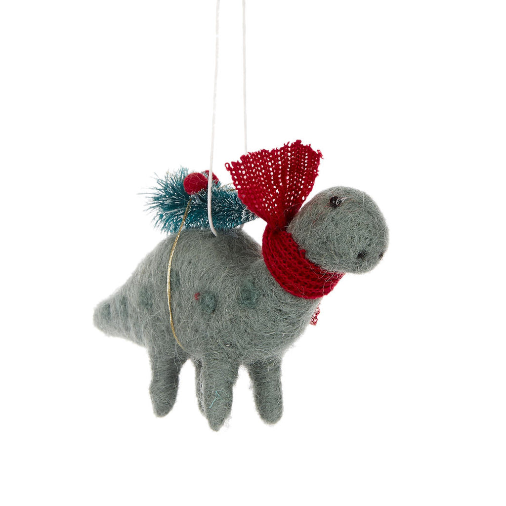 Hanging Ornament <br> Sage Wool Diplodocus