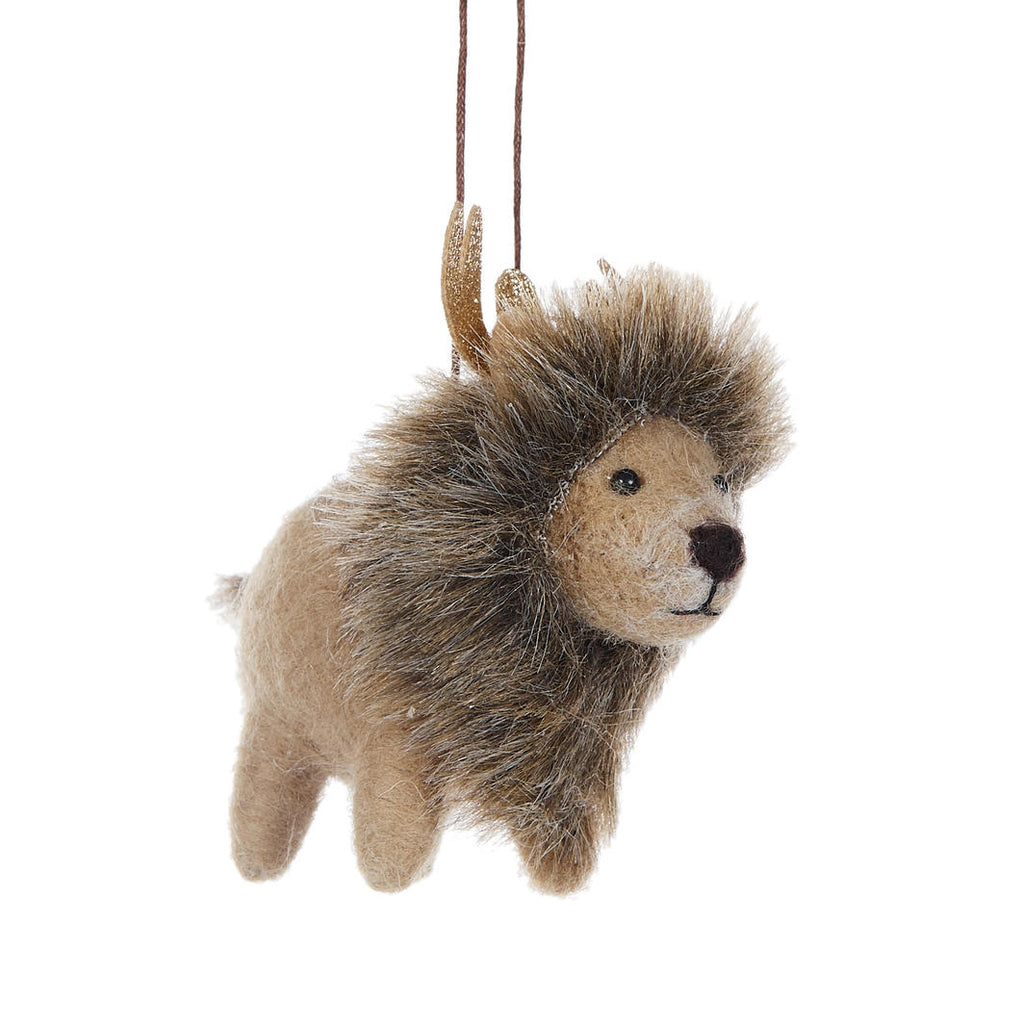 Hanging Ornament - Wool Lion With Antlers