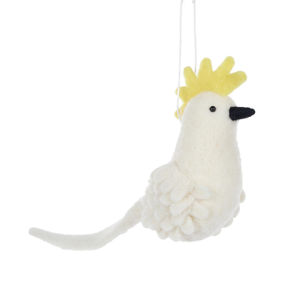 Hanging Ornament <br> Wool Cockatoo Yellow