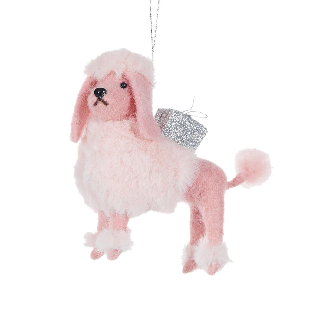 Hanging Ornament <br> Wool Pink Poodle