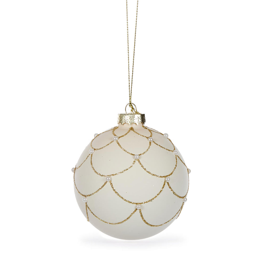 Hanging Ornament - Scalloped Deco Bauble With Pearls