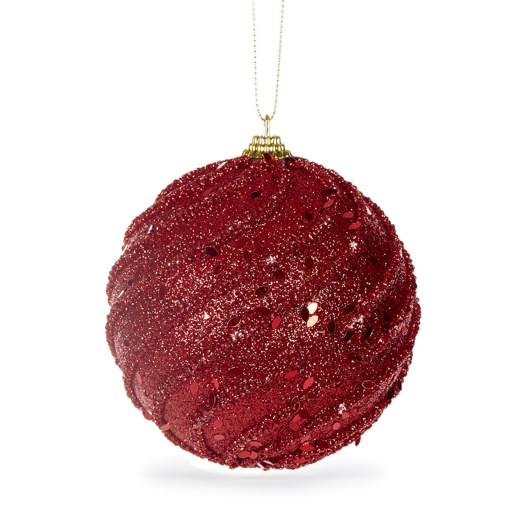 Hanging Ornament <be> Red Swirl Bauble